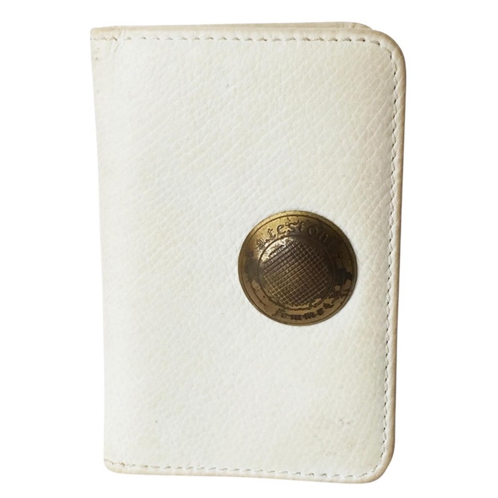 a.testoni white leather bifold card ID wallet